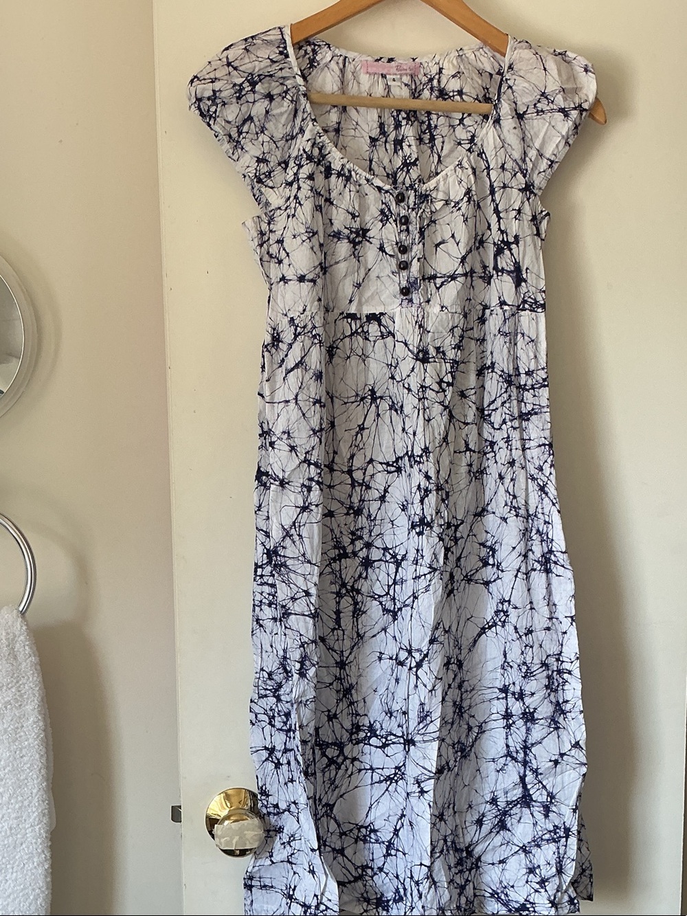 PARAMETER Women’s Cotton Navy Tie-Dye Cap Sleeve Dress